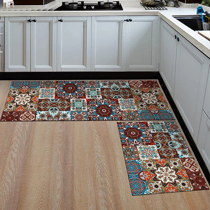 Alfombrilla de cocina antideslizante geométrica