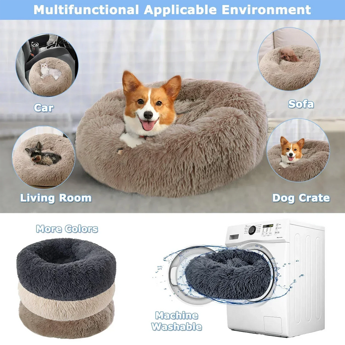 Cama de peluche para gatos con forma de donut