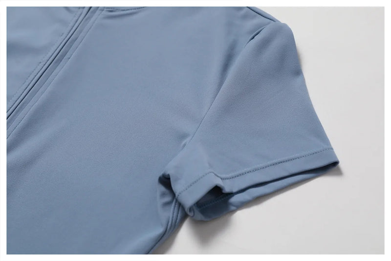 Short Sleeved Zip-up Jumpsuit