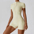 Short Sleeved Zip-up Jumpsuit