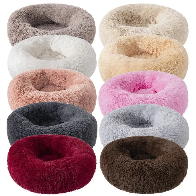 Cama de peluche para gatos con forma de donut